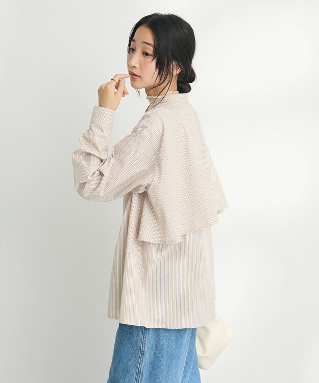 CRAFT STANDARD BOUTIQUE バックフリルシャツ Stripe Beige