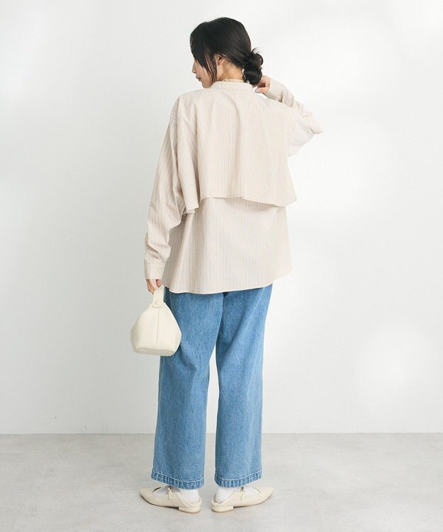 CRAFT STANDARD BOUTIQUE バックフリルシャツ Stripe Beige