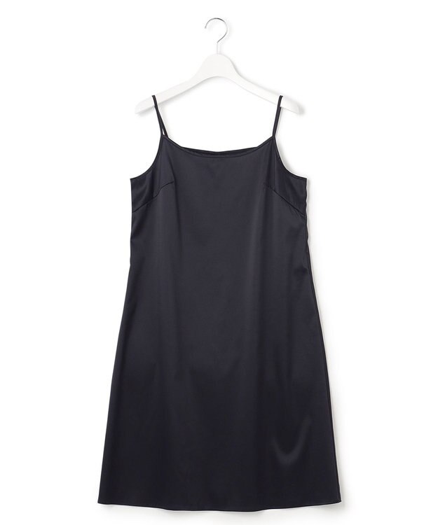 23区 【洗える】バックサテンアムンゼン ドットプリント ワンピース ネイビー×ホワイトドット