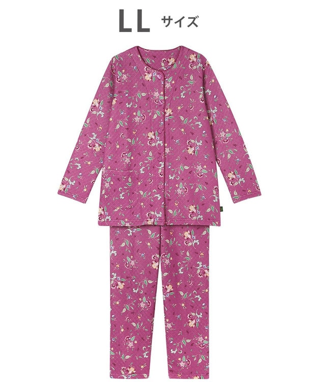 WACOAL ワコール_リラックス＆スリープ パジャマ キルトニット素材(本体) あったか 長袖 長ズボン ミントン レディース NDW458 /ワコール ロマンピンク