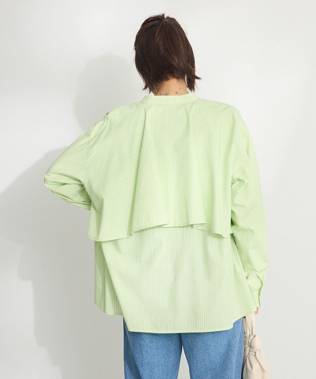 CRAFT STANDARD BOUTIQUE バックフリルシャツ Stripe Green