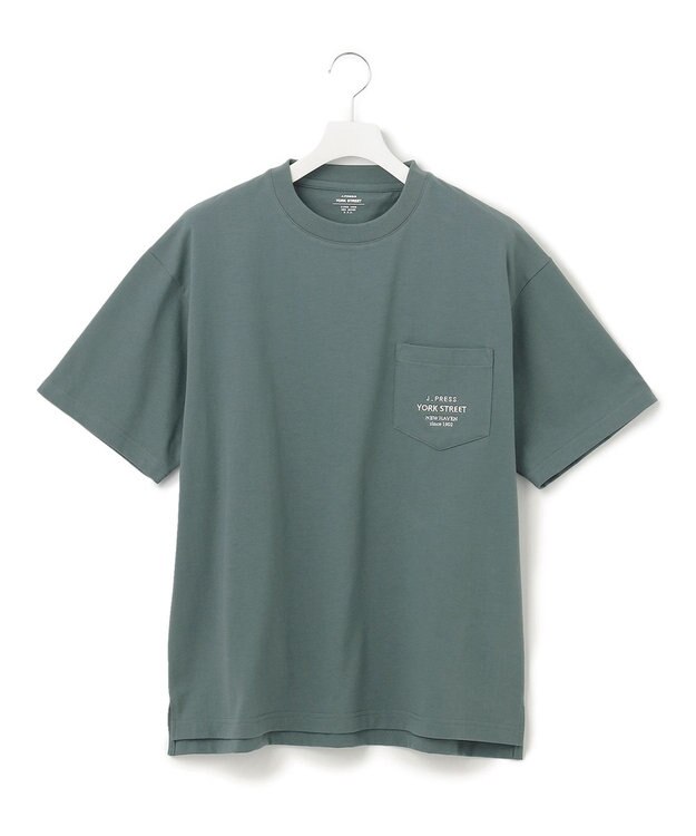 J.PRESS YORK STREET 【UNISEX】ワンポイント刺繍 ポケットTシャツ スモーキーグリーン系