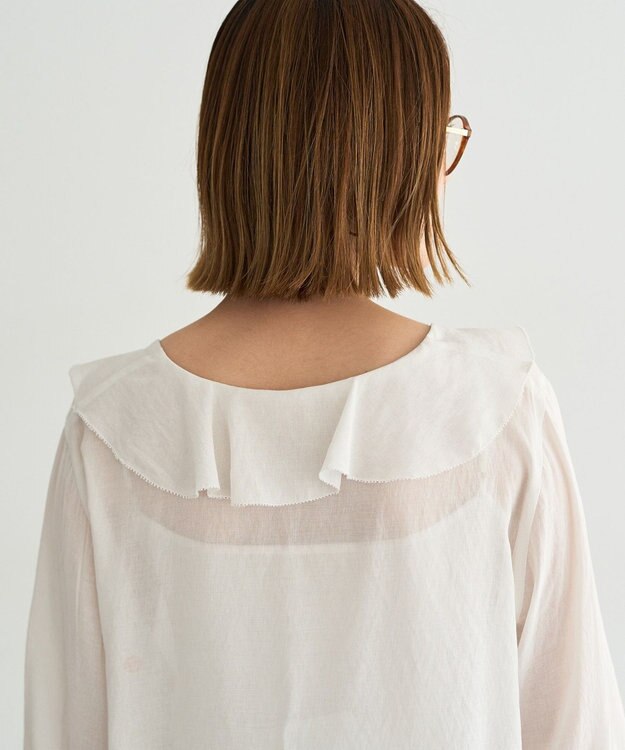 YECCA VECCA ラッフルリボンシアーブラウス Off White