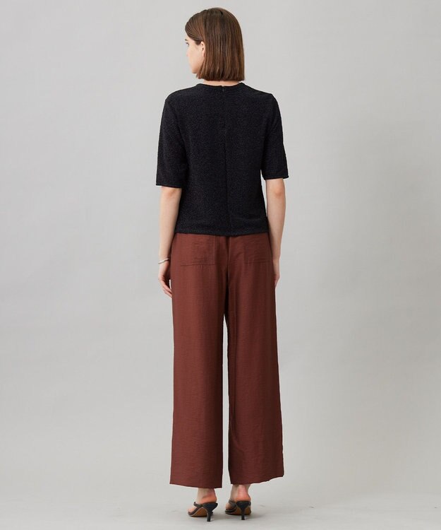 ICB 【人気のため新色追加・接触冷感・洗える】 ワッシャーツイル ワイドストレートパンツ マホガニー系