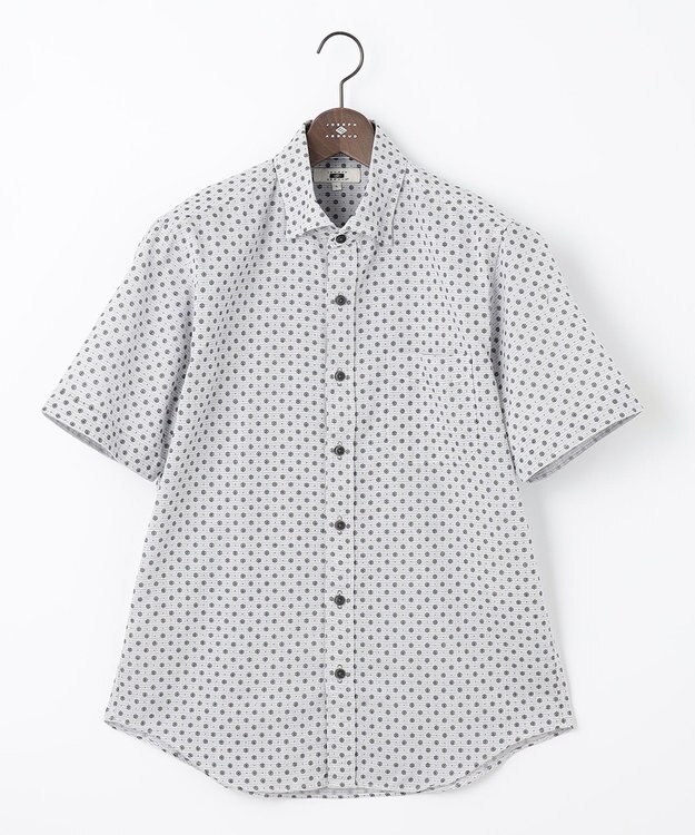JOSEPH ABBOUD 【イージーケア】小紋プリント 半袖シャツ グレー系5