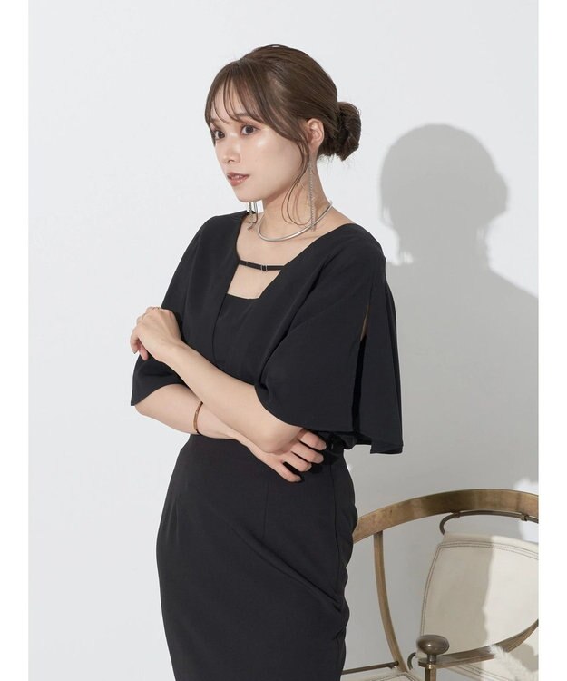 earth music&ecology ２ＷＡＹショルダースリットブラウス Black