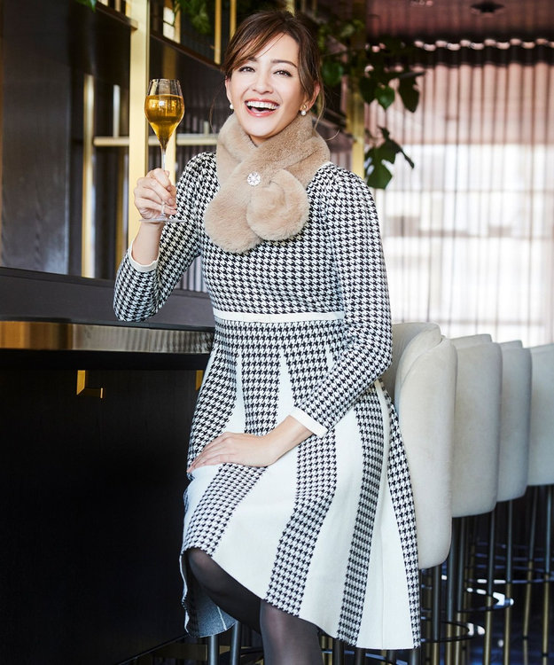 美品 TOCCA 千鳥格子 ワンピース 4 長袖 洗える POEMドレス 11号 TOCCA 千鳥柄長袖ひざ丈ワンピース 0サイズ WEB限定】BOAD GAME ニット