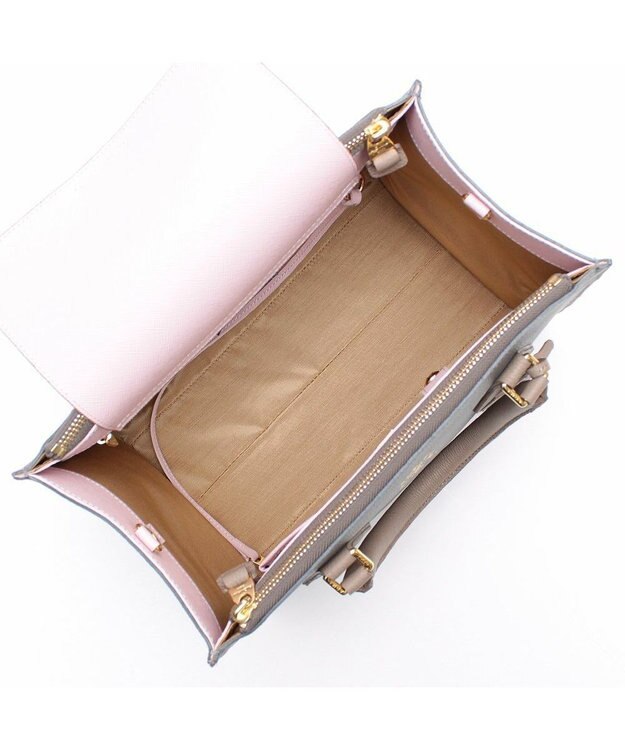 A.D.M.J. 【牛革】モーツァルト/スパニッシュレザーバイカラーWジップトートM セメント/カラメル