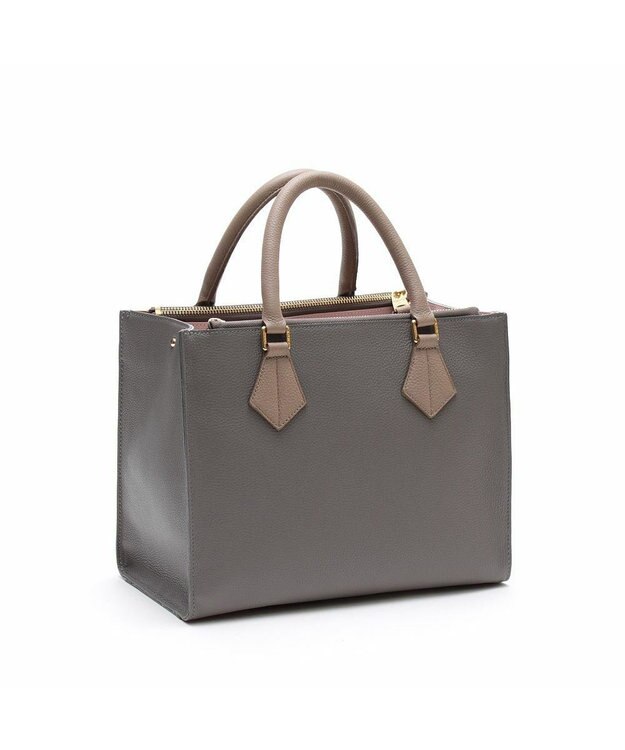 A.D.M.J. 【牛革】モーツァルト/スパニッシュレザーバイカラーWジップトートM セメント/カラメル