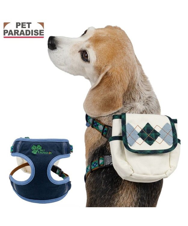 PET PARADISE ペットパラダイス リュックハーネス 《アーガイル柄》 Ｍ ホワイト