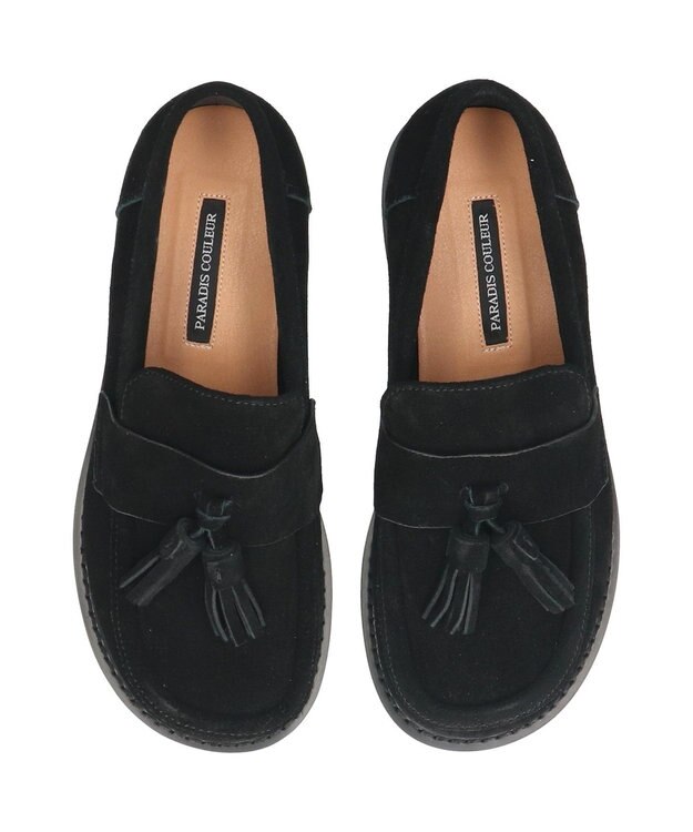 Bridget Birkin 【PARADIS COULEUR】オブリークトウタッセルローファー ブラックスウェード