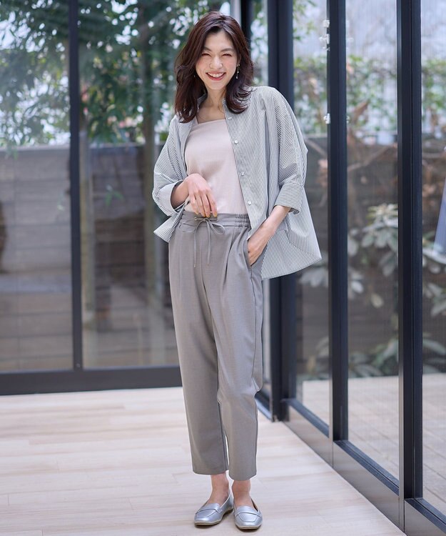 ANY 【ウエストゴム/ストレッチ/セットアップ可】イージィケアストレッチテーパードパンツ グレー