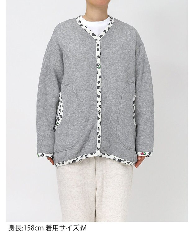 tsumori chisato SLEEP ツモリチサト カーディガン キルトニット素材(本体) あったか 長袖 ルームウェア レディース URW431 /ワコール グレー