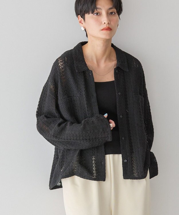 AMERICAN HOLIC Ｗポケットレースシャツ Black