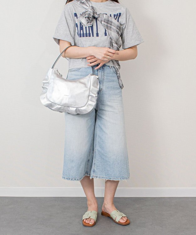 INTER-CHAUSSURES 【RIPANI】サイドフリルホーボーバッグ・ミディ シルバー
