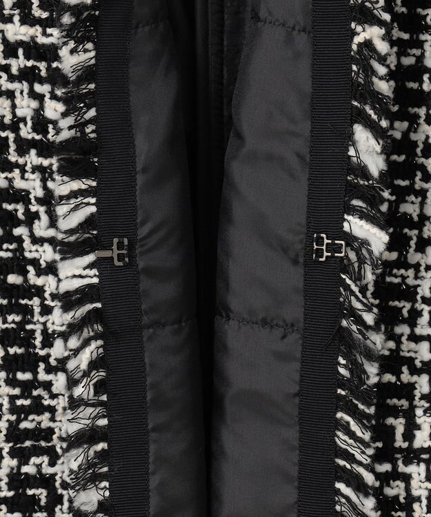 ICB 【CLASSY.1月号掲載】ルレックスツイード ノーカラージャケット ブラック×オフホワイト系