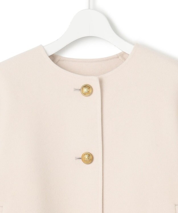 23区 ウールリバー ノーカラーコート ベージュ系