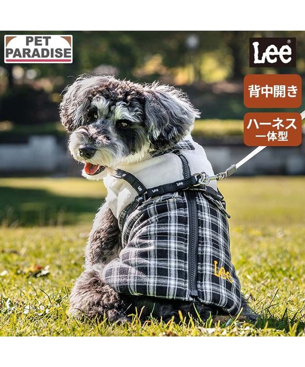PET PARADISE Lee アウターハーネス 《チェック》 小型犬 ブラック×ホワイト