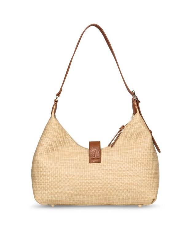 STEVE MADDEN BOVIE-S メタルアクセントラフィア調ショルダーバッグ ナチュラル