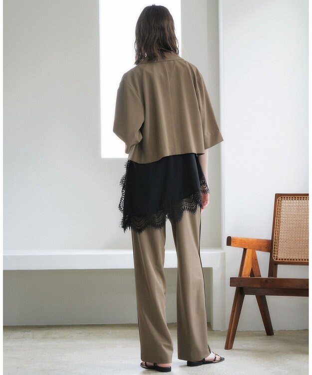 YECCA VECCA サイドラインパイピングストレートパンツ Brown