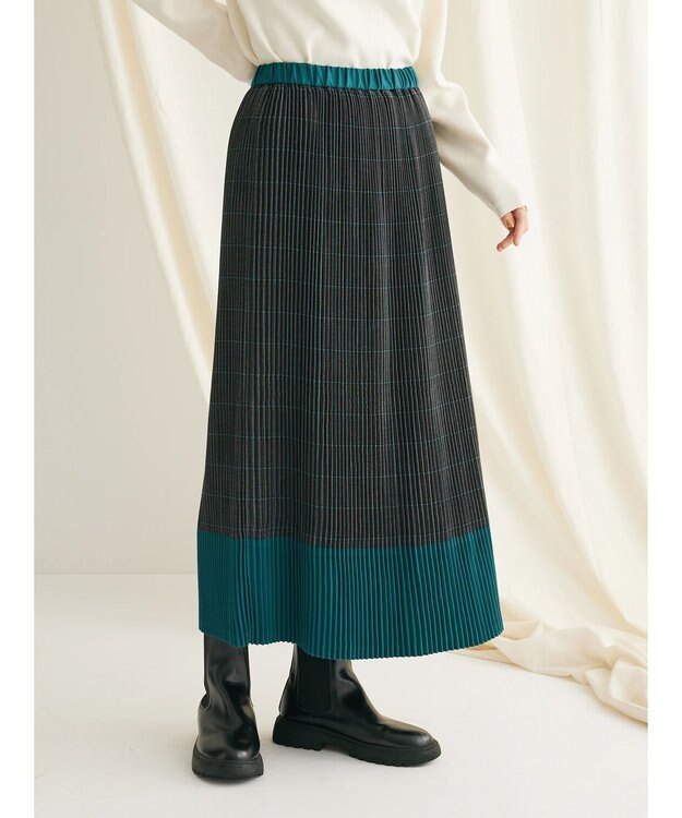 CRAFT STANDARD BOUTIQUE 配色チェックプリーツスカート Check Black