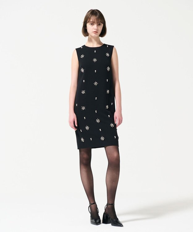 GRACE CONTINENTAL ビジュー刺繍ドレス ブラック