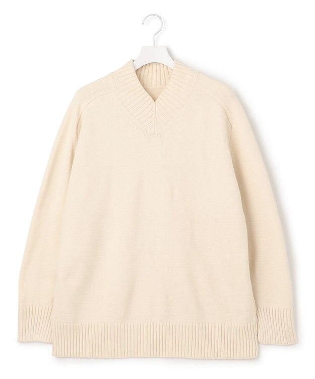 J.PRESS YORK STREET 【UNISEX】Vネックプルオーバー ニット アイボリー系