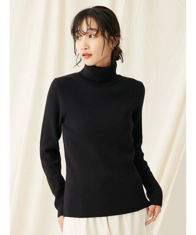 CRAFT STANDARD BOUTIQUE リブタートルネックニットプルオーバー Black