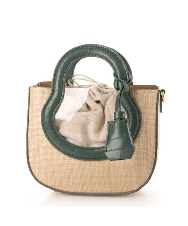 UNBILLION cachecache ポリプロピレンヒート×ビニール丸型2wayトートバッグ グリーン