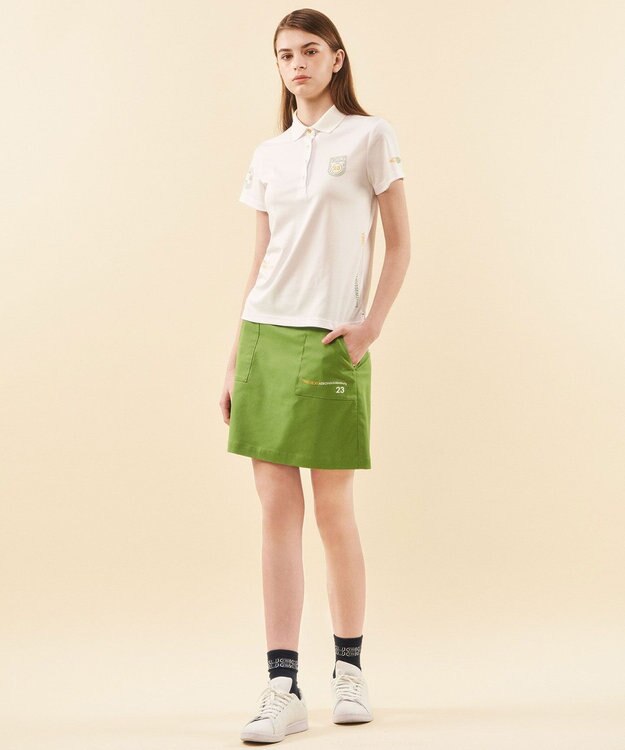 23区GOLF 【WOMEN】【吸水速乾/UVカット】グラフィカルポロシャツ ホワイト系