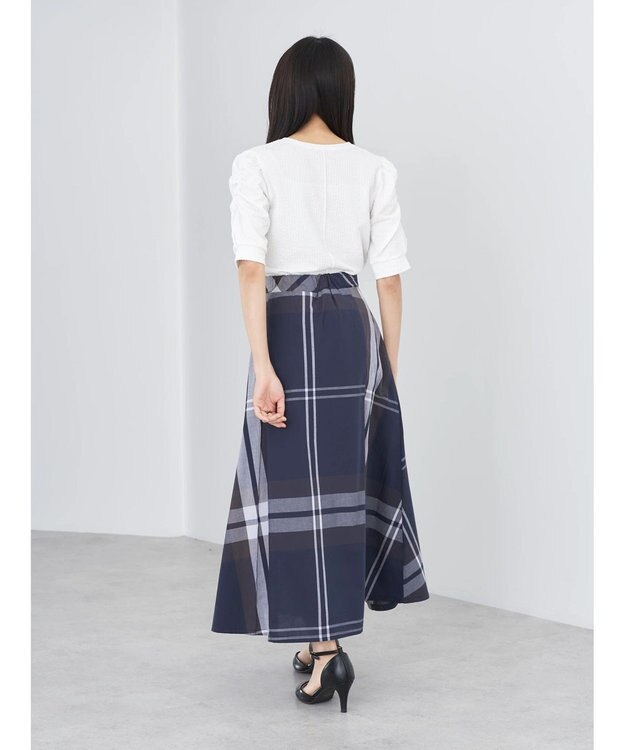 earth music&ecology ＢＩＧチェックフレアスカート Navy