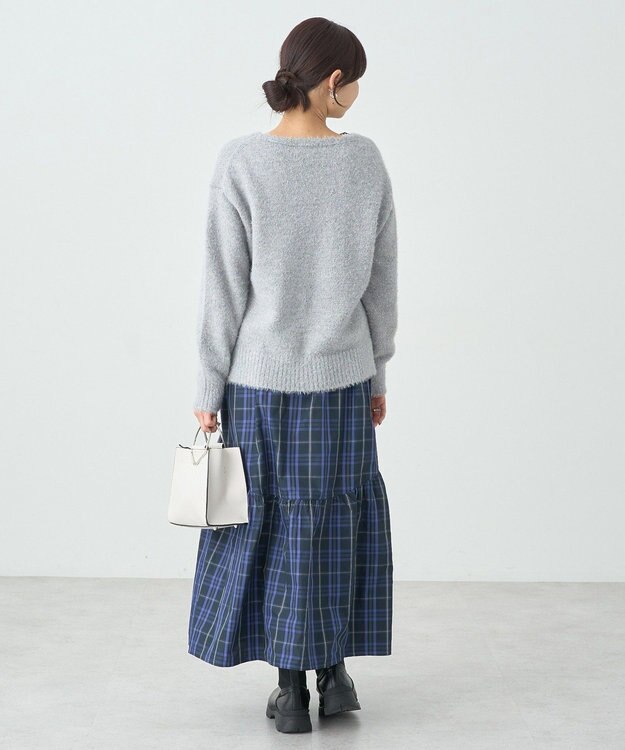 earth music&ecology スパンコールシャギーＶネックプルオーバー Gray