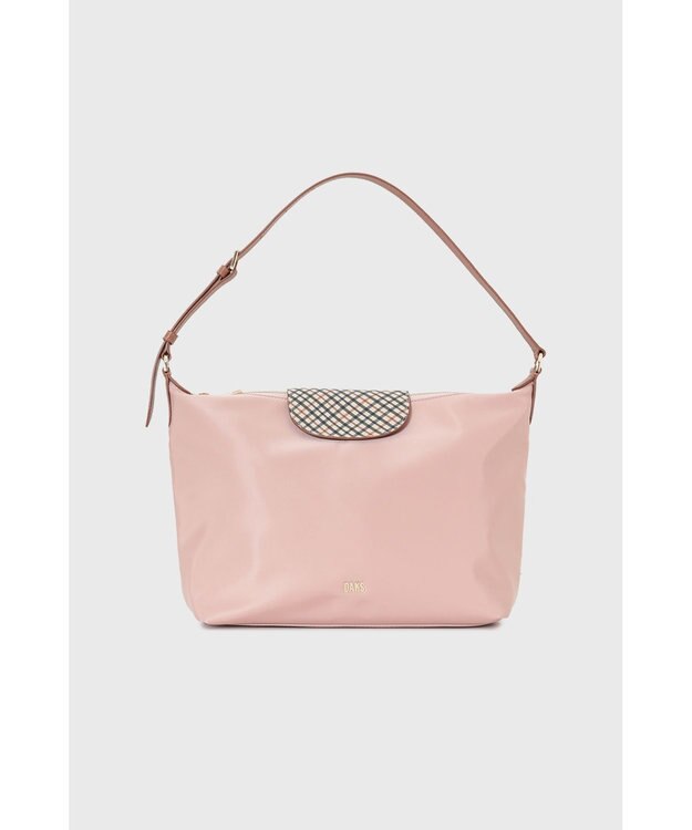 DAKS ナイロン×牛革 ハウスチェック ショルダーバッグ オールドローズ