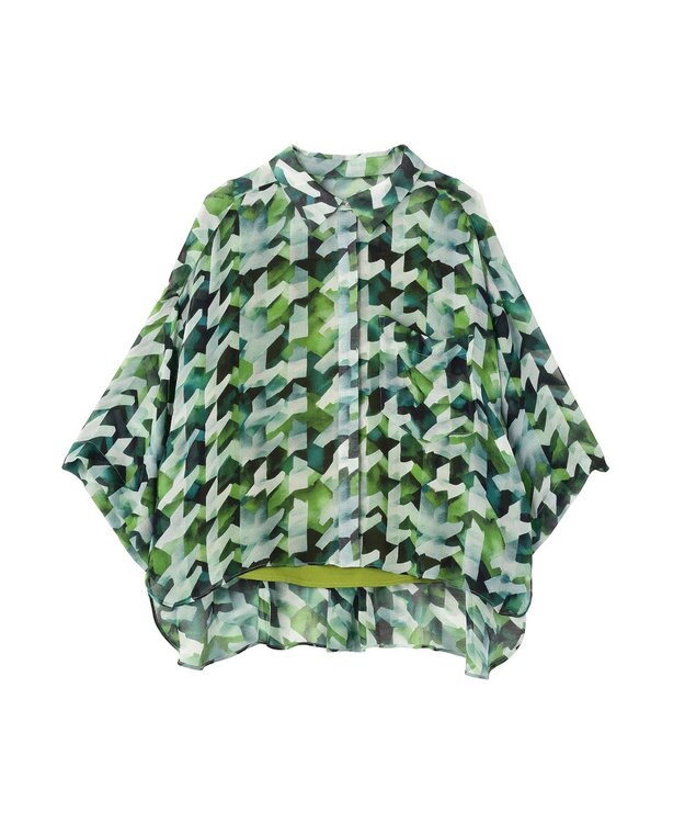 YECCA VECCA [2SET]キャミ付きシアージオメ柄シャツ Green