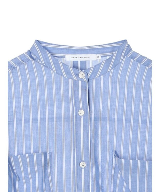 AMERICAN HOLIC イージーケア＋接触冷感　Ｗポケットシャツチュニック Stripe Navy