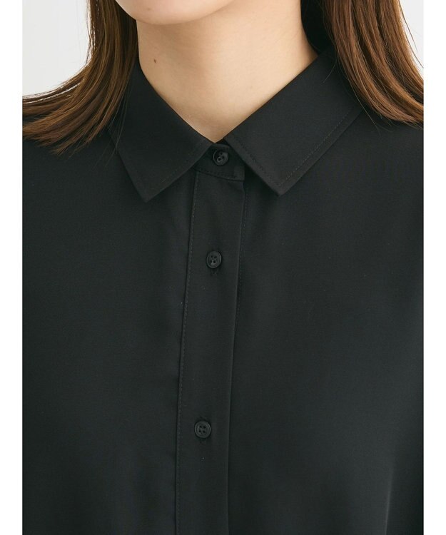 Green Parks ＳＥＴ２点　合皮ベルト＋ミディシャツワンピース Black