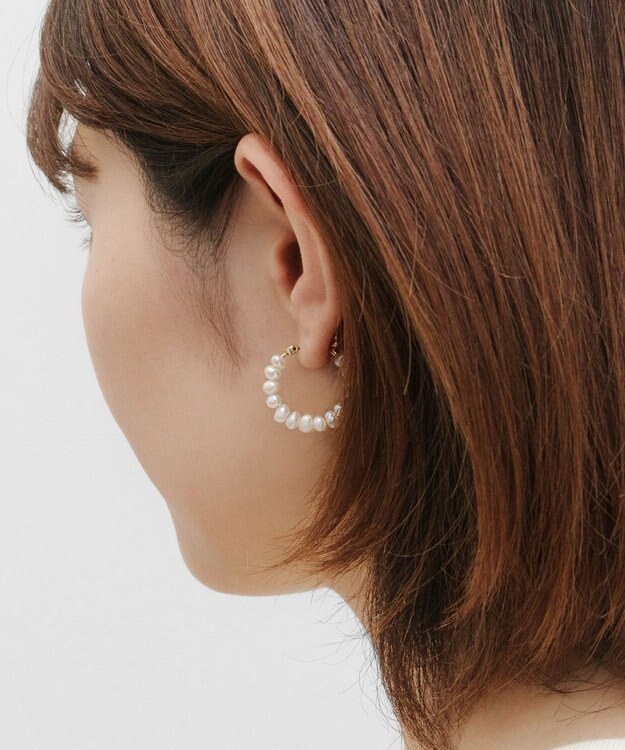 TOCCA PEARL HOOP PIERCED EARRINGS 淡水バロックパール ピアス ゴールド系