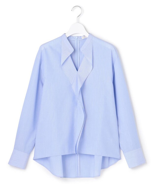 ICB 【先行予約】クリーンブロード ラッフルデザイン プルオーバーブラウス ブルーストライプ