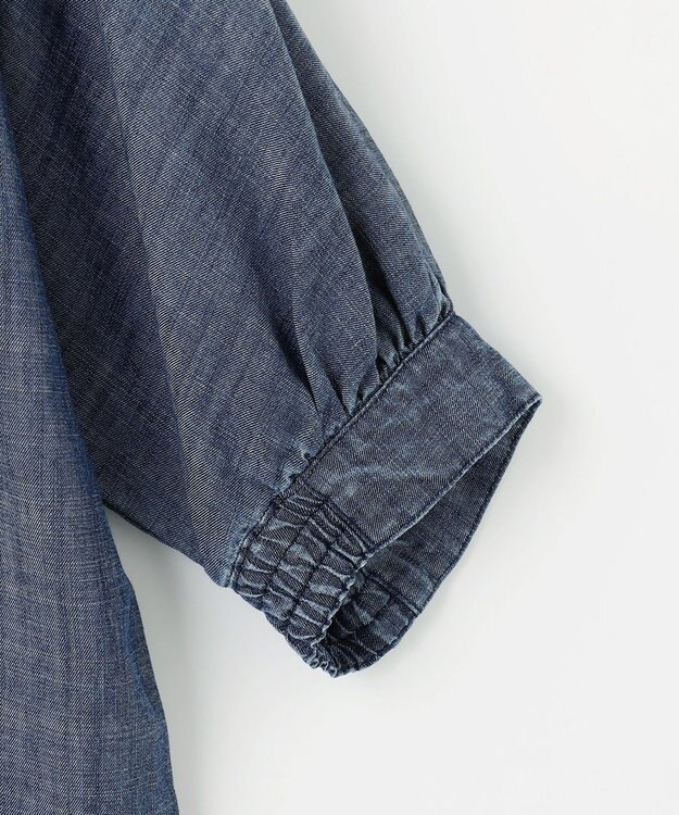 自由区 【洗える・XSサイズあり】テンセルリネンデニム  ブラウス ネイビー系