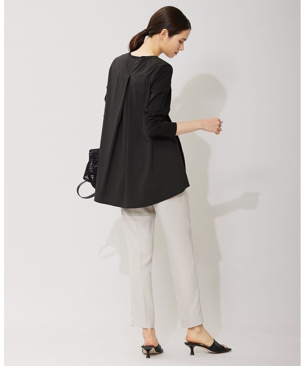 ICB L 【洗える】 タイプライタージャージーコンビ ペプラムプルオーバー ブラック系