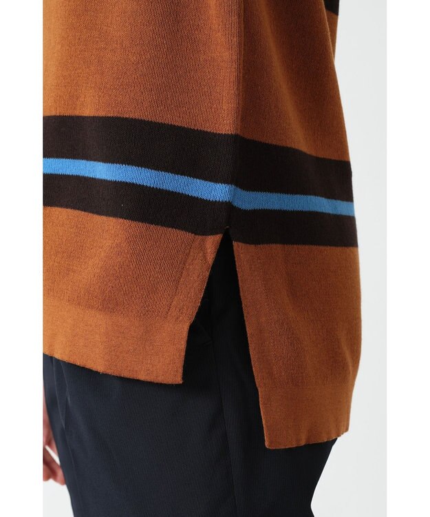 DAKS Vネックボーダーニットトップス ブラウン