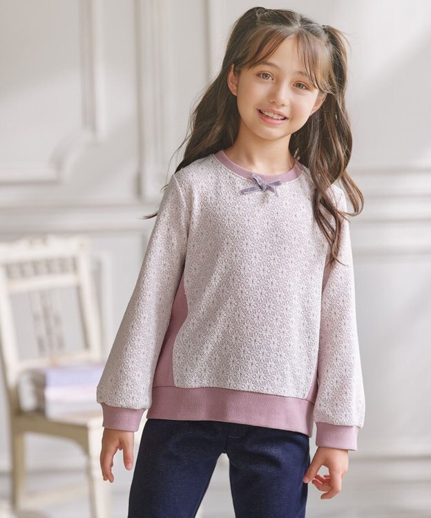 組曲 KIDS 【110-140㎝】 フロストフラワージャガード トレーナー ラベンダー