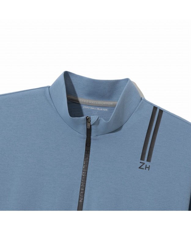 ZERO HALLIBURTON 【吸水速乾・UVケア】 ダブルリブ着心地ジッパーモックネックTシャツ ZHG-M5S7d 82955 ライトブルー