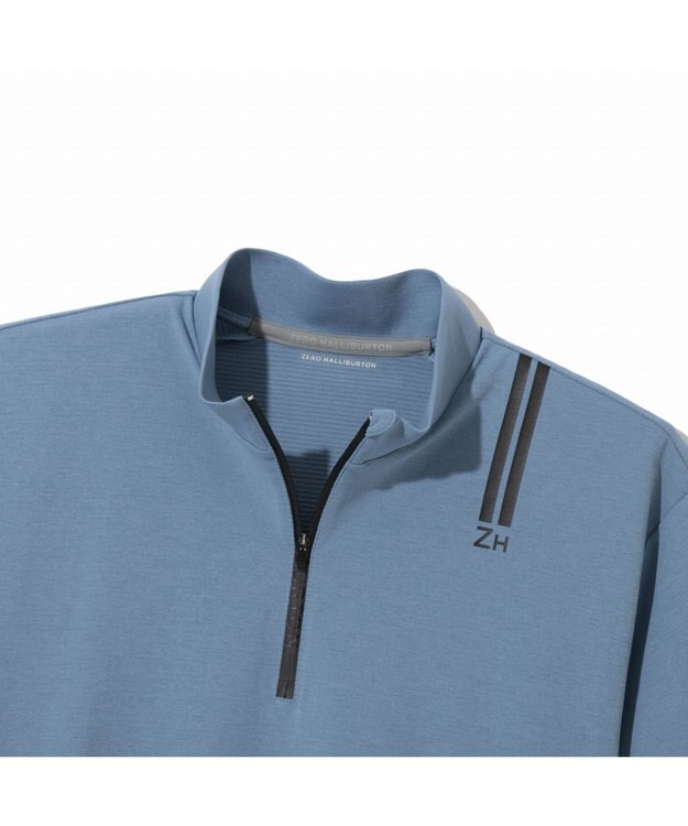 ZERO HALLIBURTON 【吸水速乾・UVケア】 ダブルリブ着心地ジッパーモックネックTシャツ ZHG-M5S7d 82955 ライトブルー