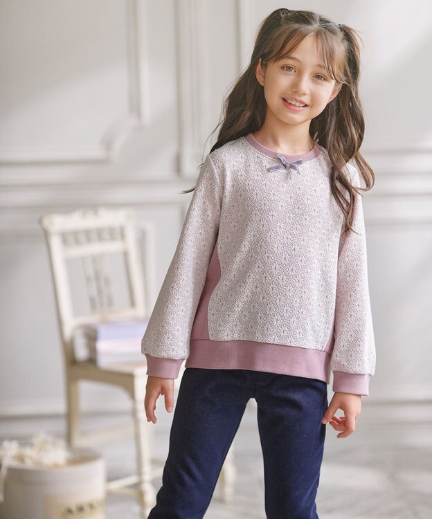 組曲 KIDS 【110-140㎝】 フロストフラワージャガード トレーナー ラベンダー