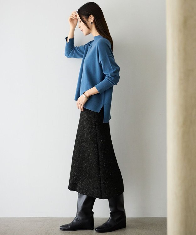 自由区 S 【SHIHOさん着用】ウールハイゲージモックネック ニット ターコイズ