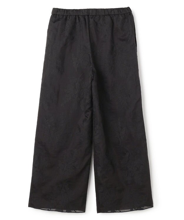 UNFILO L 【ウエストゴム】ボタニカル エンブロイダリー パンツ ブラック