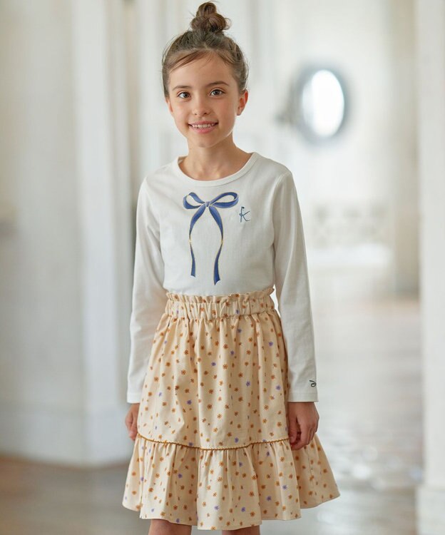 組曲 KIDS 【110-140cm】モノトーン花柄 スカート ベージュ系5