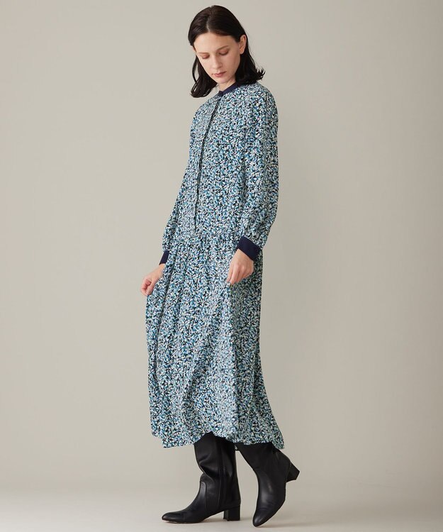 自由区 L 【洗える】フラワーペタルプリント ワンピース メンソール系