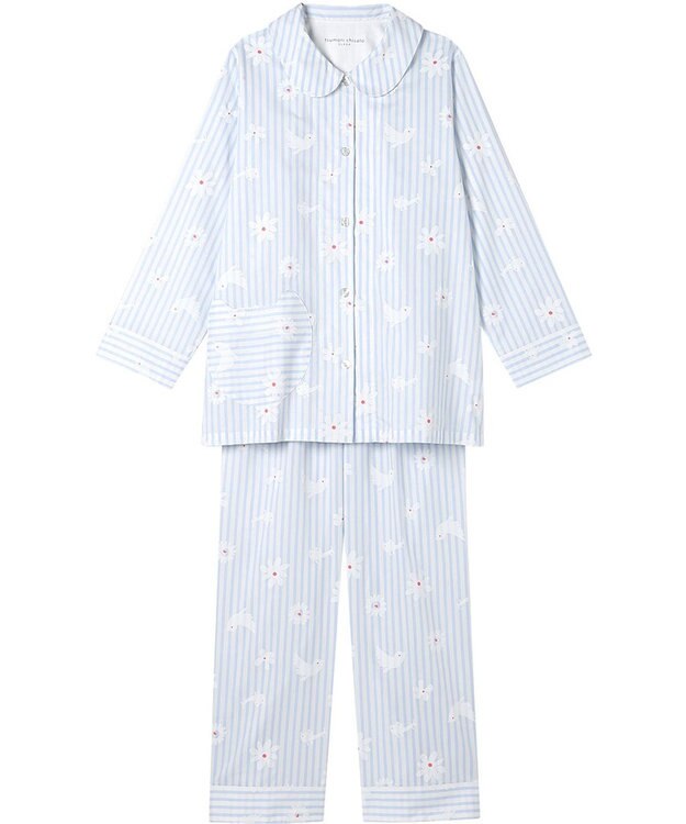 tsumori chisato SLEEP ツモリチサト パジャマ 長袖 長ズボン 綿100%(本体) サテン レディース UDX557 /ワコール ブルー